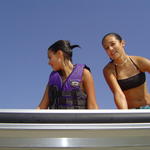 Keidra (left) Sherae (right) on the top of the pontoon