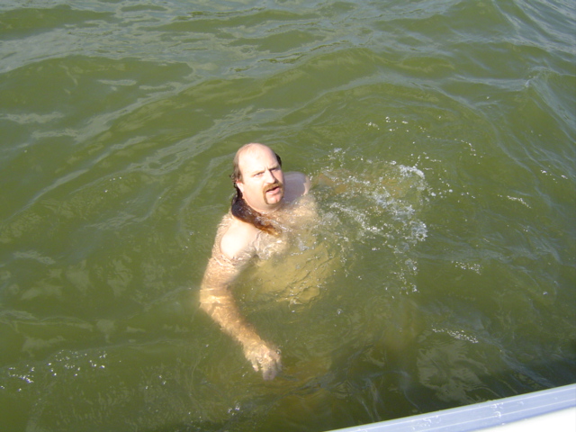 my dad going for a swim