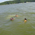Keidra, Davey and Sherae going for a swim