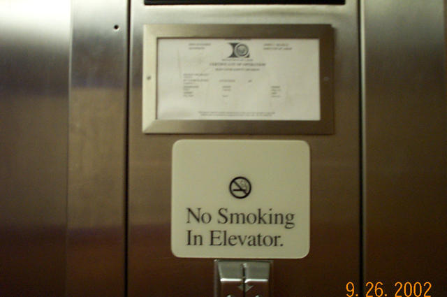 No Smoking In The Elevator.