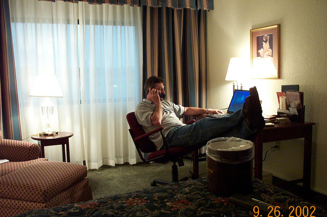 Mr. Brodie chilling in his hotel room..  we were running from the mexicans we ticked off... haha