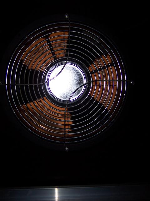 The big fan in the top of the cabinet